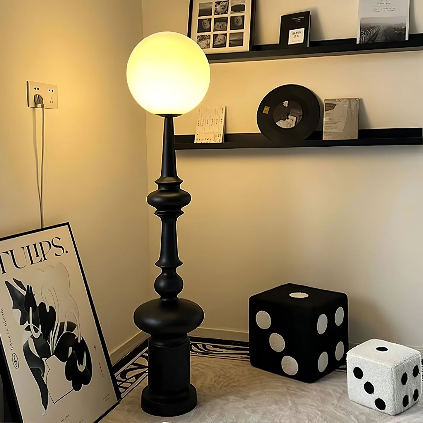 Roman Column Floor Lamp with LED Light, Indoor Elegant Design