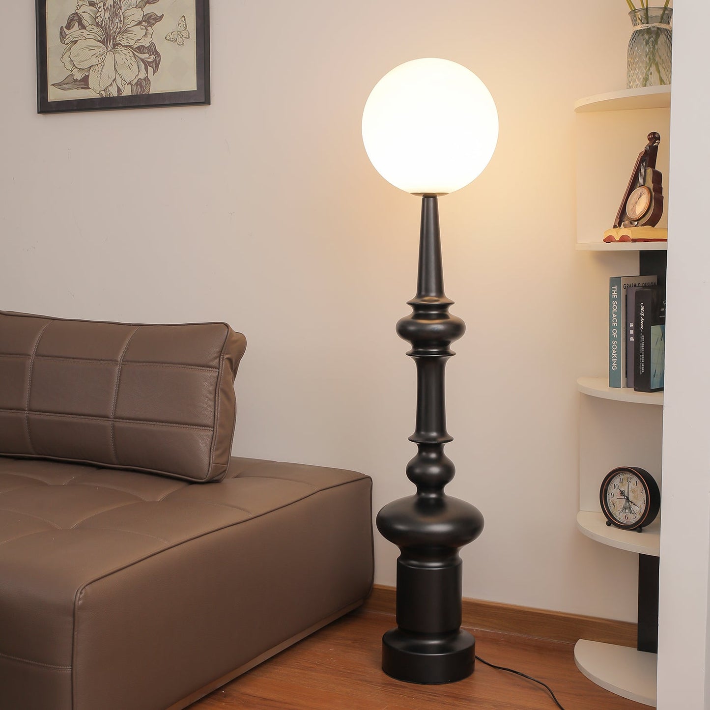 Roman Column Floor Lamp with LED Light, Indoor Elegant Design
