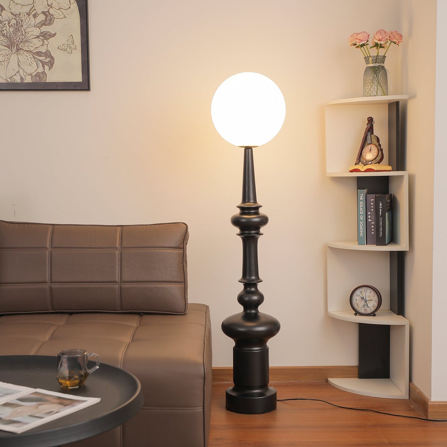 Roman Column Floor Lamp with LED Light, Indoor Elegant Design