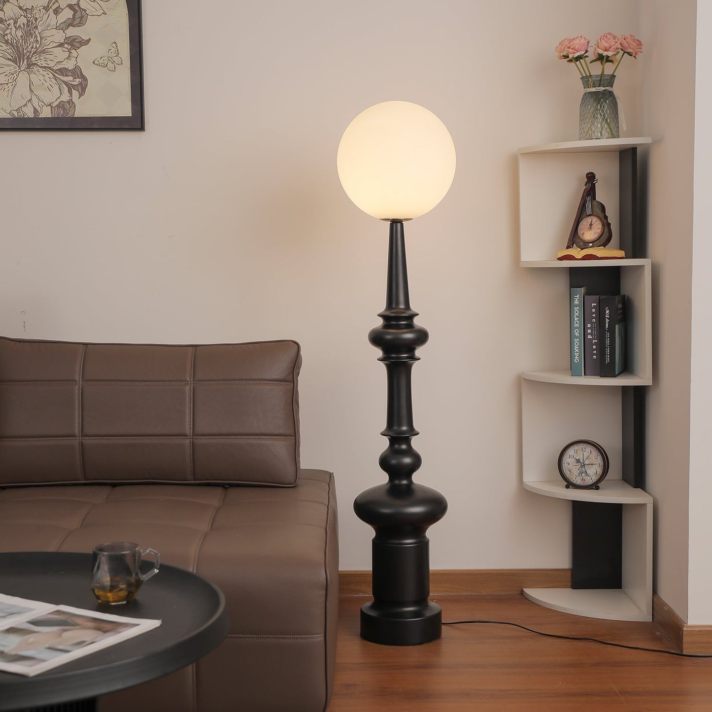 Roman Column Floor Lamp with LED Light, Indoor Elegant Design