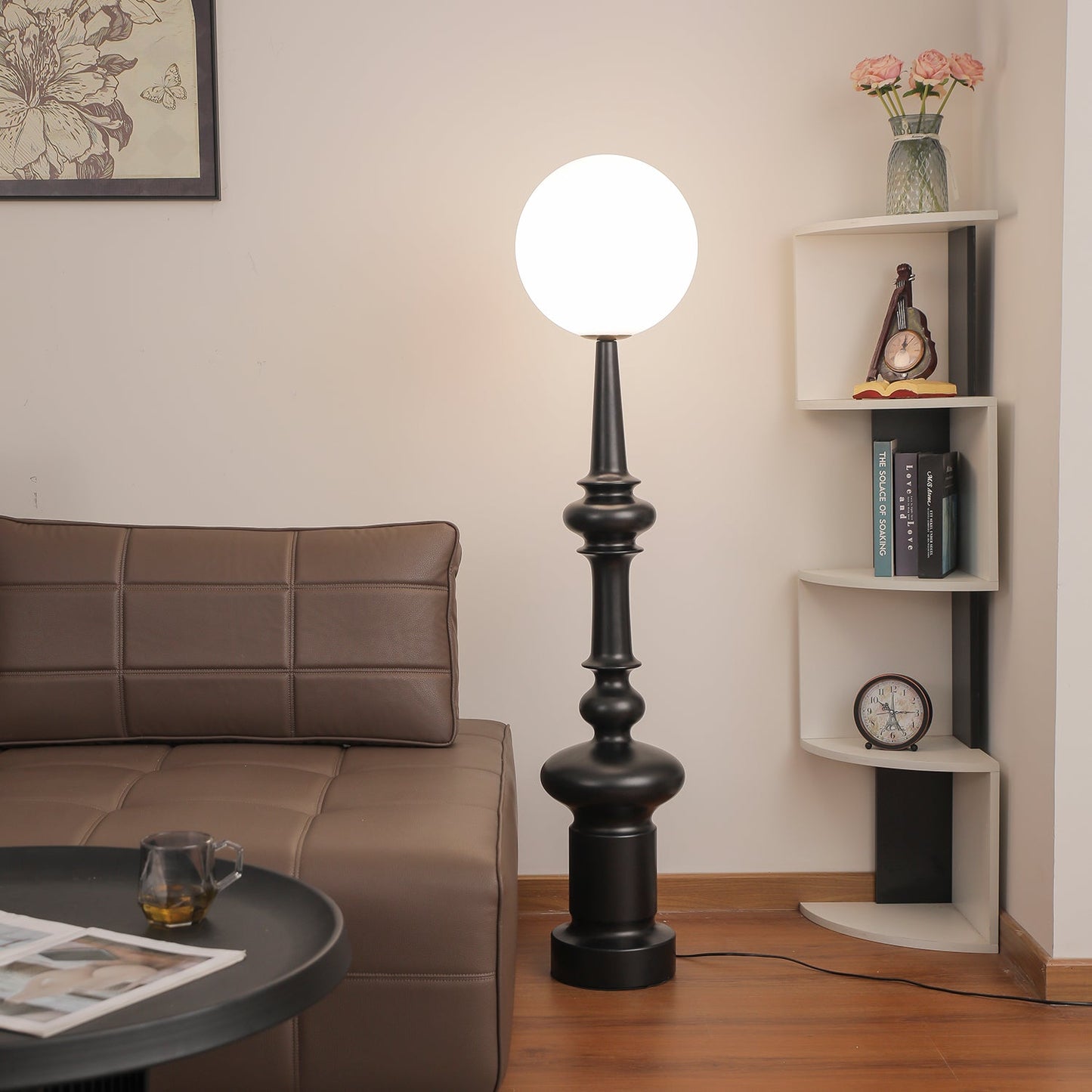 Roman Column Floor Lamp with LED Light, Indoor Elegant Design
