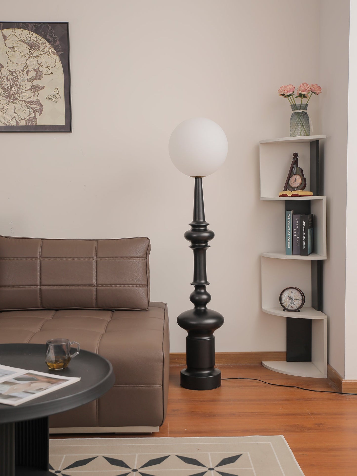 Roman Column Floor Lamp with LED Light, Indoor Elegant Design