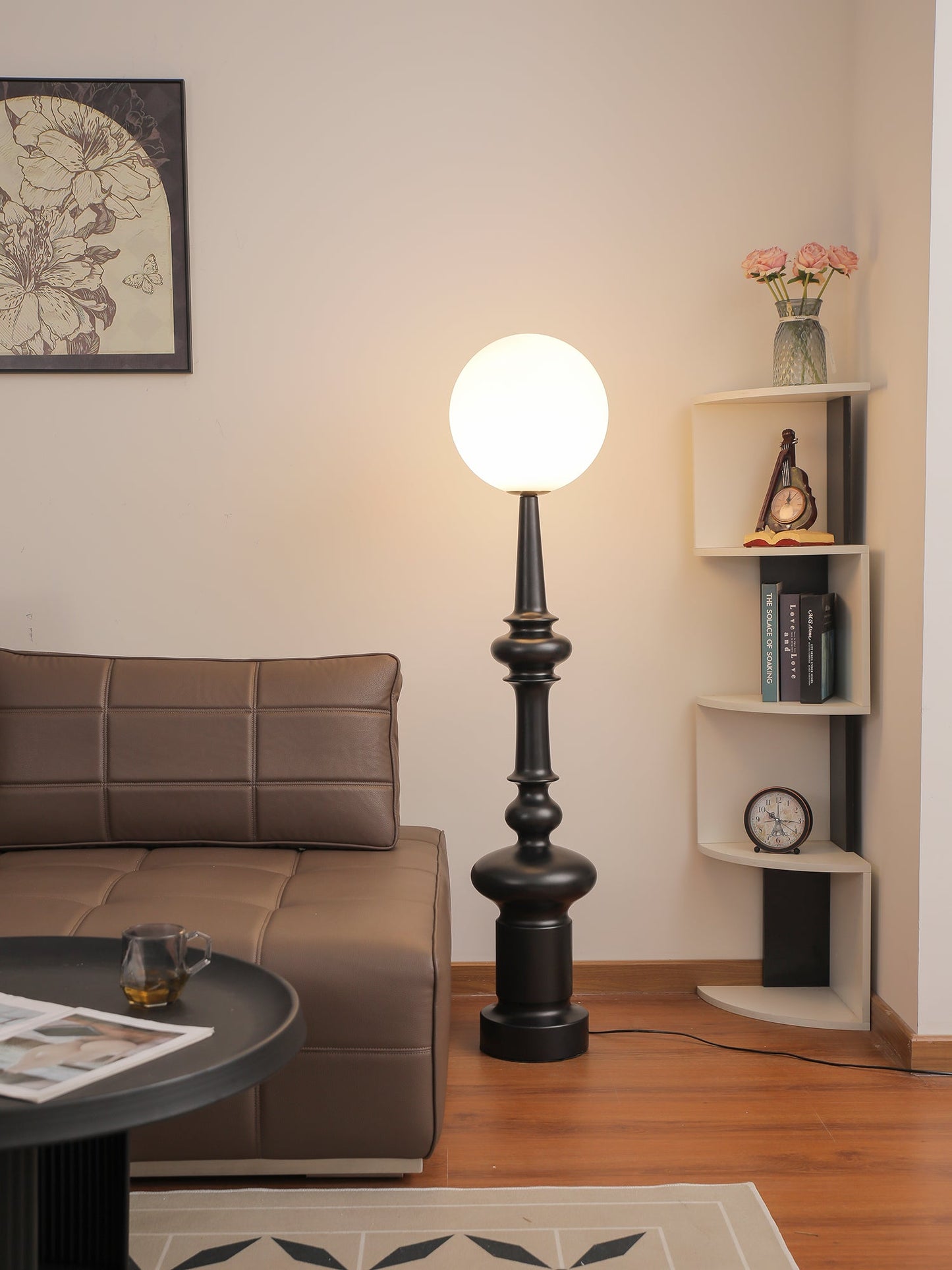 Roman Column Floor Lamp with LED Light, Indoor Elegant Design