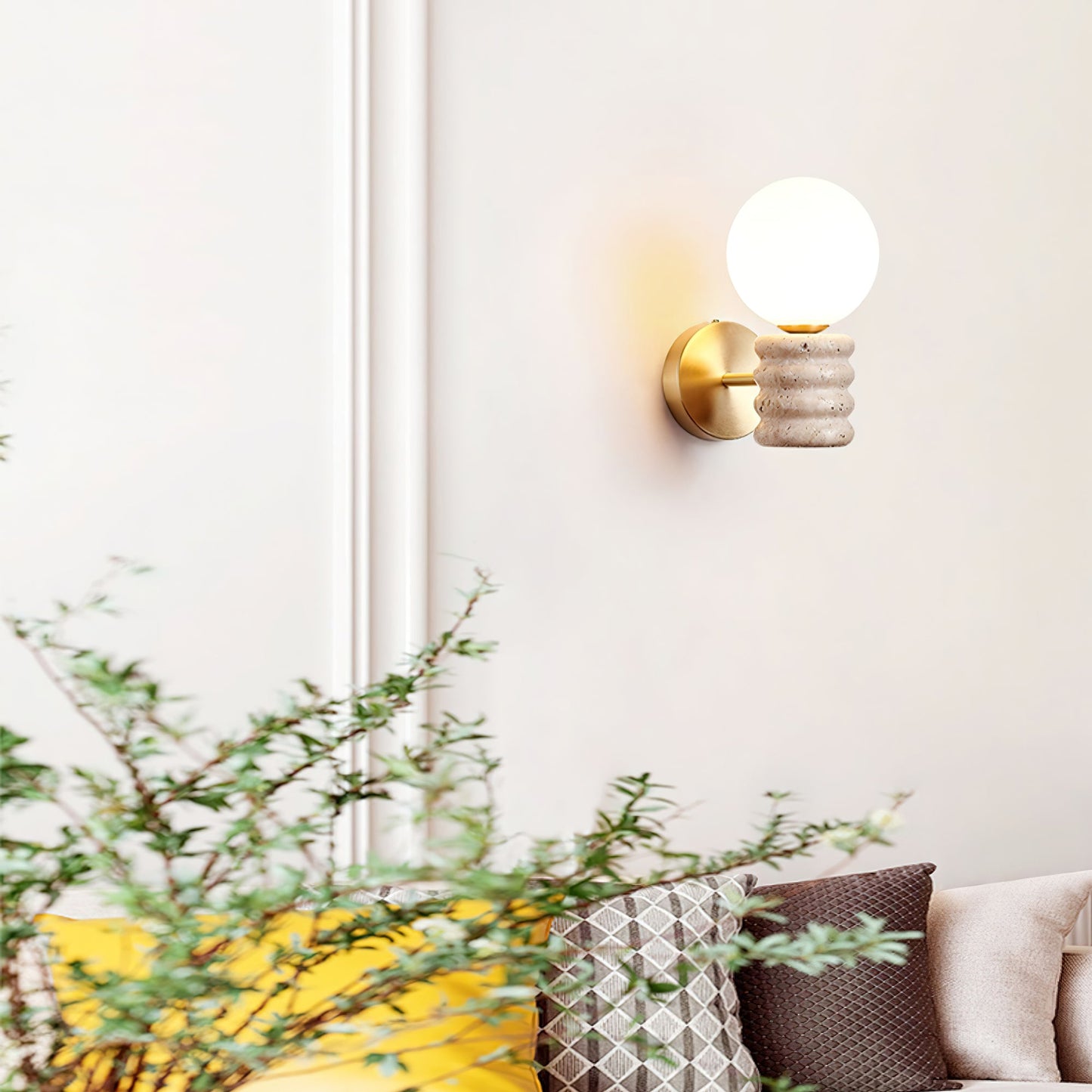 Romus Wall Lamp - Yellow Travertine LED Indoor Fixture