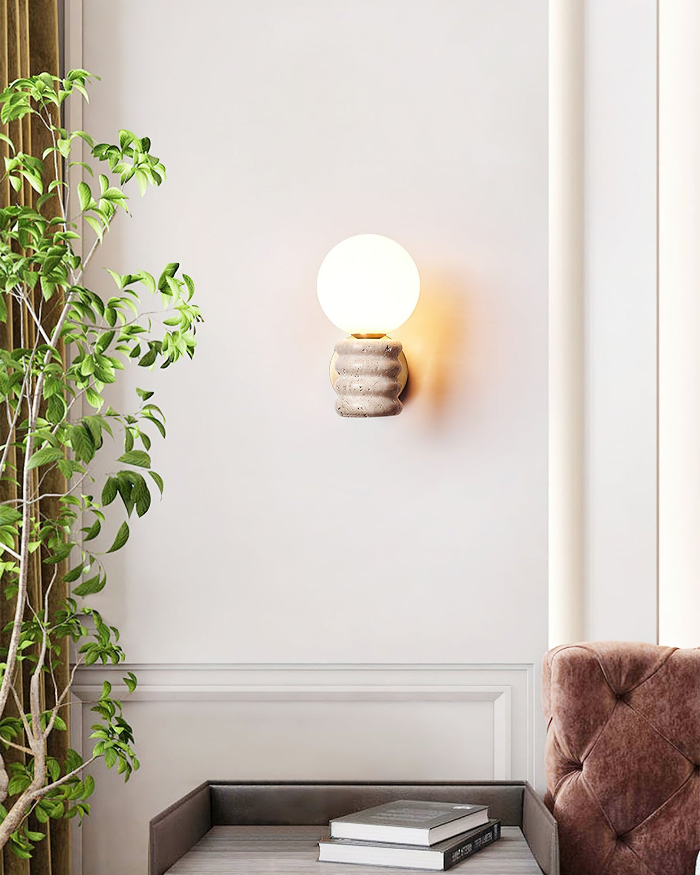 Romus Wall Lamp - Yellow Travertine LED Indoor Fixture