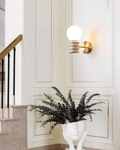 Romus Wall Lamp - Yellow Travertine LED Indoor Fixture