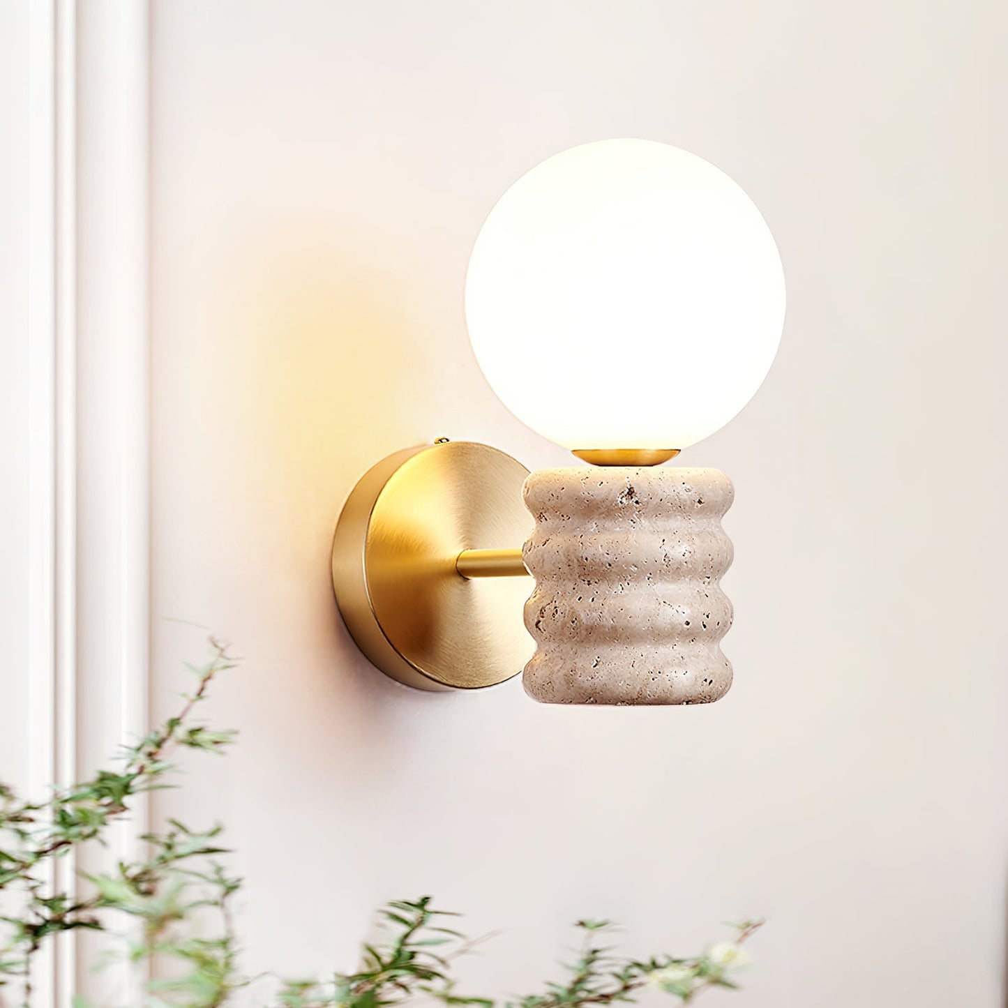 Romus Wall Lamp - Yellow Travertine LED Indoor Fixture
