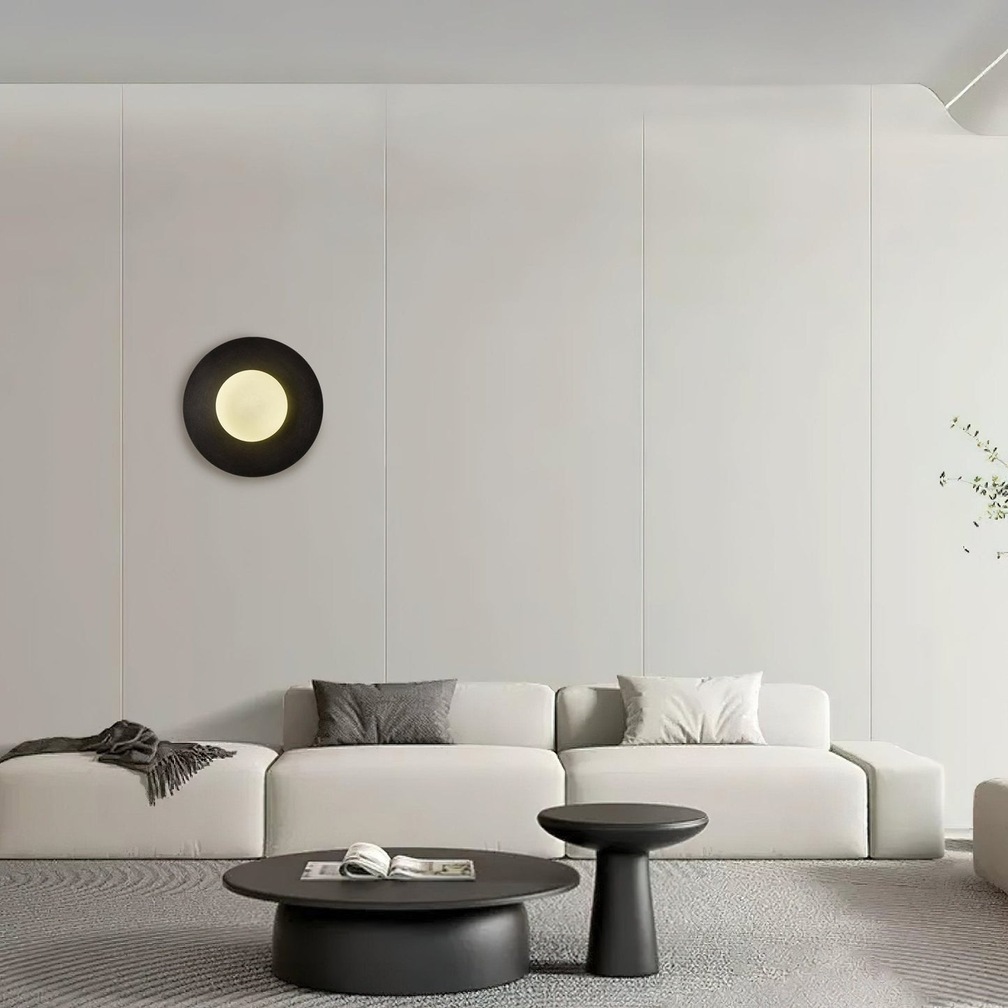 Round Glass Art Wall Lamp - LED Indoor Wall Light, Black