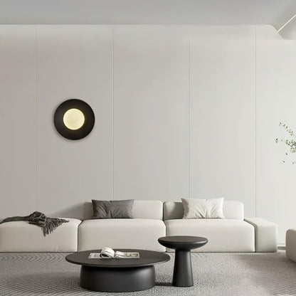 Round Glass Art Wall Lamp - LED Indoor Wall Light, Black