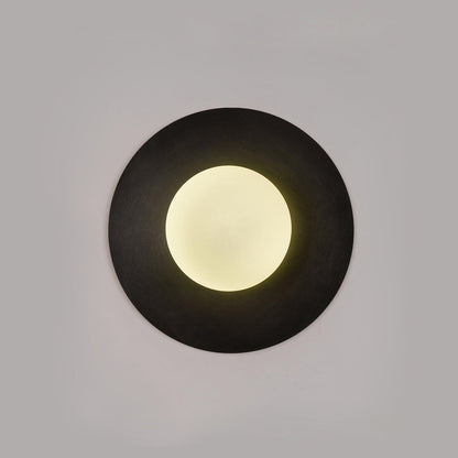 Round Glass Art Wall Lamp - LED Indoor Wall Light, Black