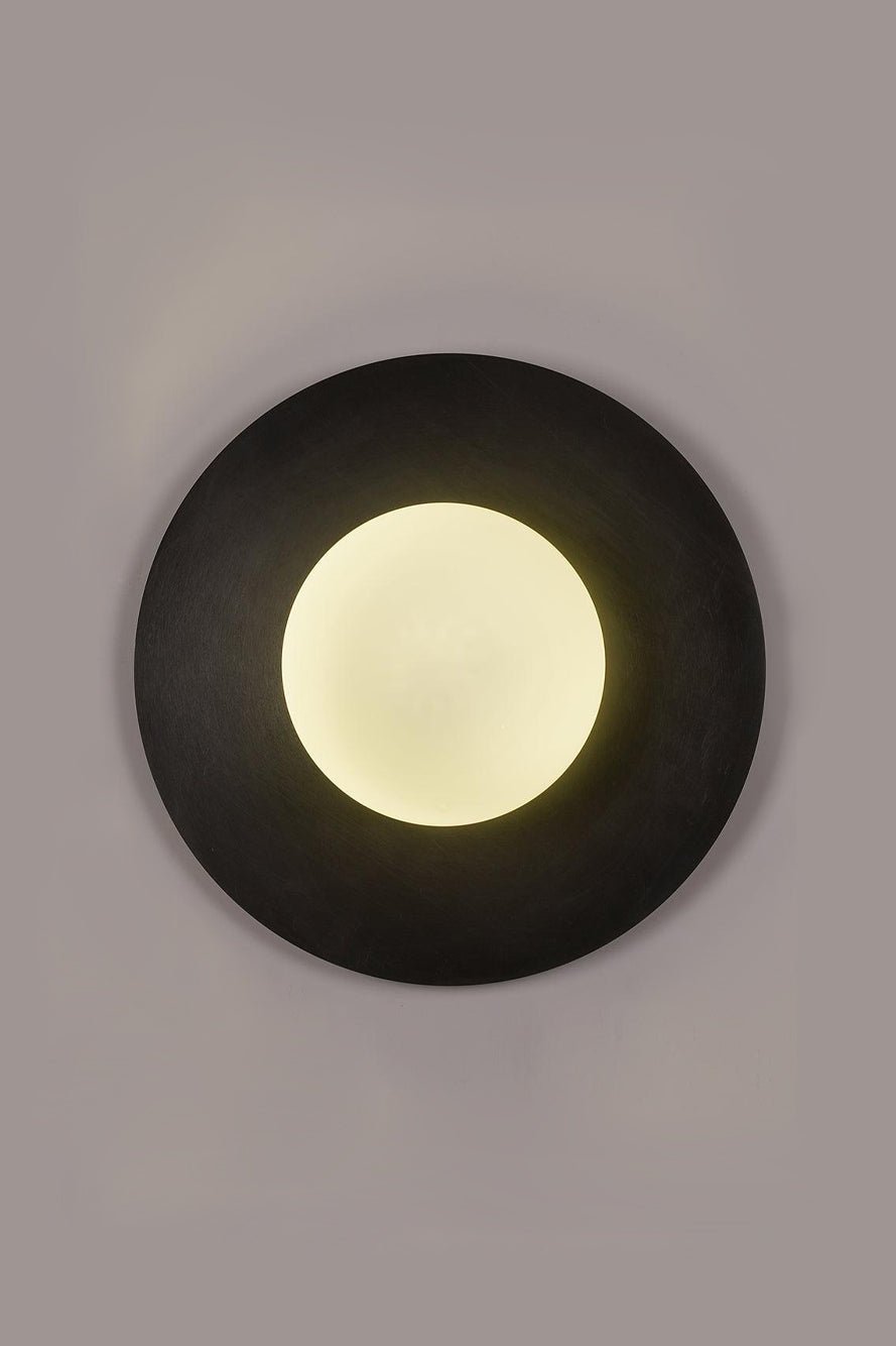 Round Glass Art Wall Lamp - LED Indoor Wall Light, Black
