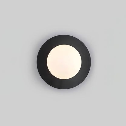 Round Glass Art Wall Lamp - LED Indoor Wall Light, Black
