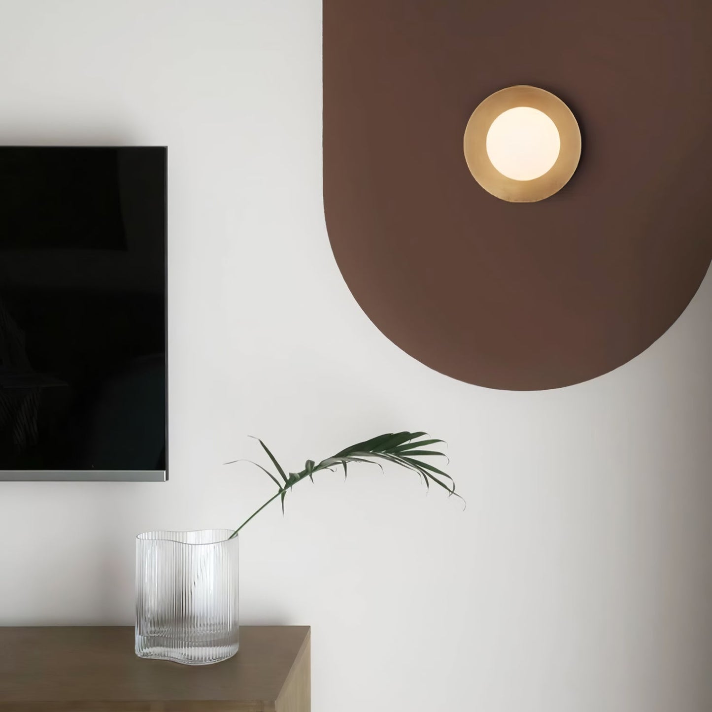 Round Glass Art Wall Lamp - LED Indoor Wall Light, Black