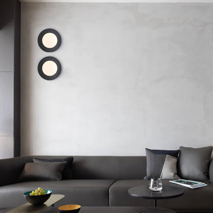 Round Glass Art Wall Lamp - LED Indoor Wall Light, Black