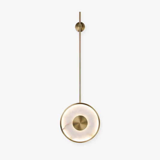 Round Alabaster Wall Lamp with LED and Brass Finish