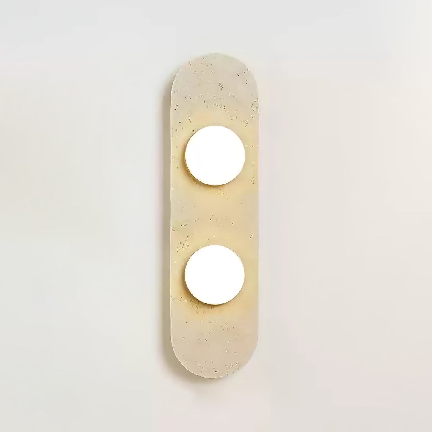 Rounded Travertine Wall Sconce with LED Glass Globes