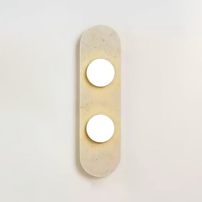 Rounded Travertine Wall Sconce with LED Glass Globes