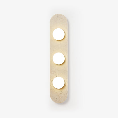 Rounded Travertine Wall Sconce with LED Glass Globes