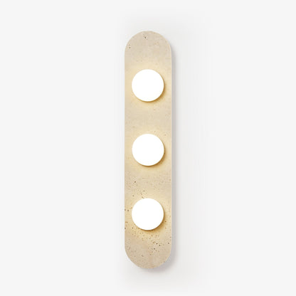 Rounded Travertine Wall Sconce with LED Glass Globes