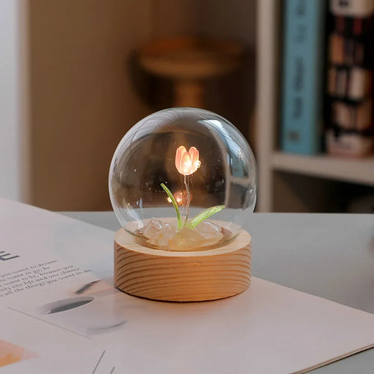 Handmade Tulip Night Lamp with Elegant Glass Cover - TulipGlass