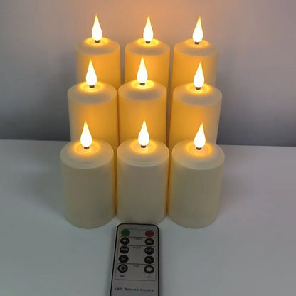 Waterproof LED Pillar Candles with Remote Control Set