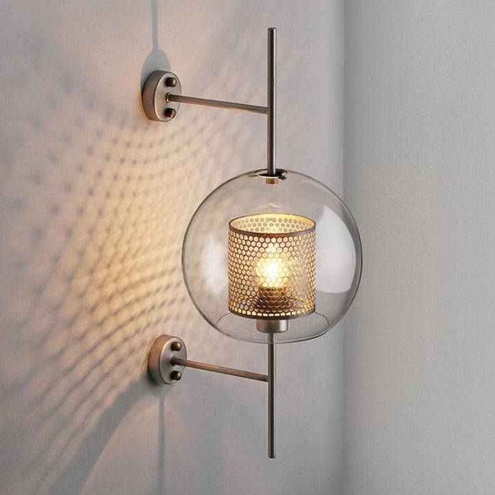 Thatcher Modern Honeycomb Wall Sconce – Brass & Glass Elegance