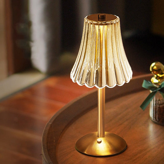 Golden Crystal Table Lamp - Elegant Touch-Controlled LED Lighting