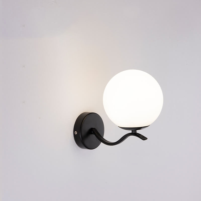 Luxus Iron Holder Spherical Glass Shade 1-Light Wall Sconce