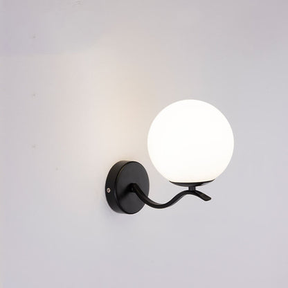 Luxus Iron Holder Spherical Glass Shade 1-Light Wall Sconce