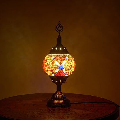 Traditional Tiffany Romantic Oval Iron Enamel 1-Light Table Lamp for Bedroom