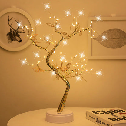 Simulation Gold Leaf Tree LED Table Lamp Decorative Light