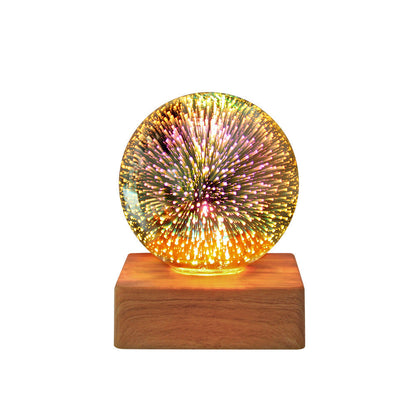 Farbige Glass Ball USB Plug 1-Light LED Decorative Table Lamp