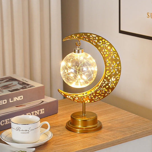 Muslim Festival Iron Moon Light Orb LED Table Lamp