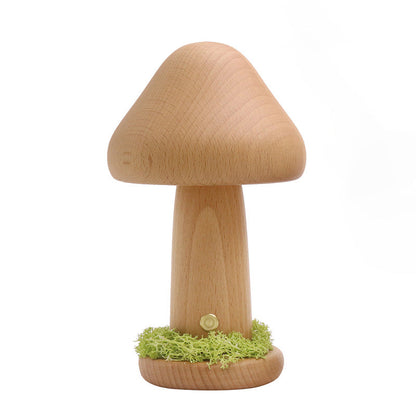 Moderne Art Deco Mushroom Round Solid Wood LED Table Lamp