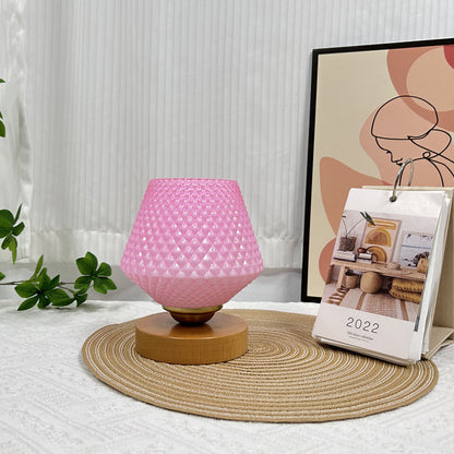 Contemporary Creative Wood Glass Tapered 1-Light Table Lamp