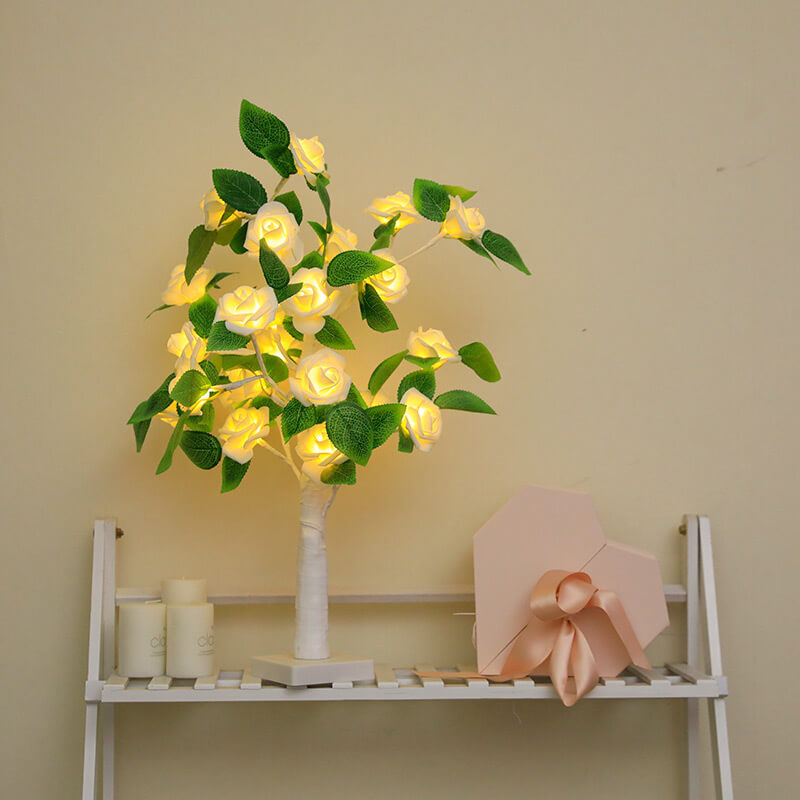 Decorative LED Rose Table Lamp - Battery Operated Light