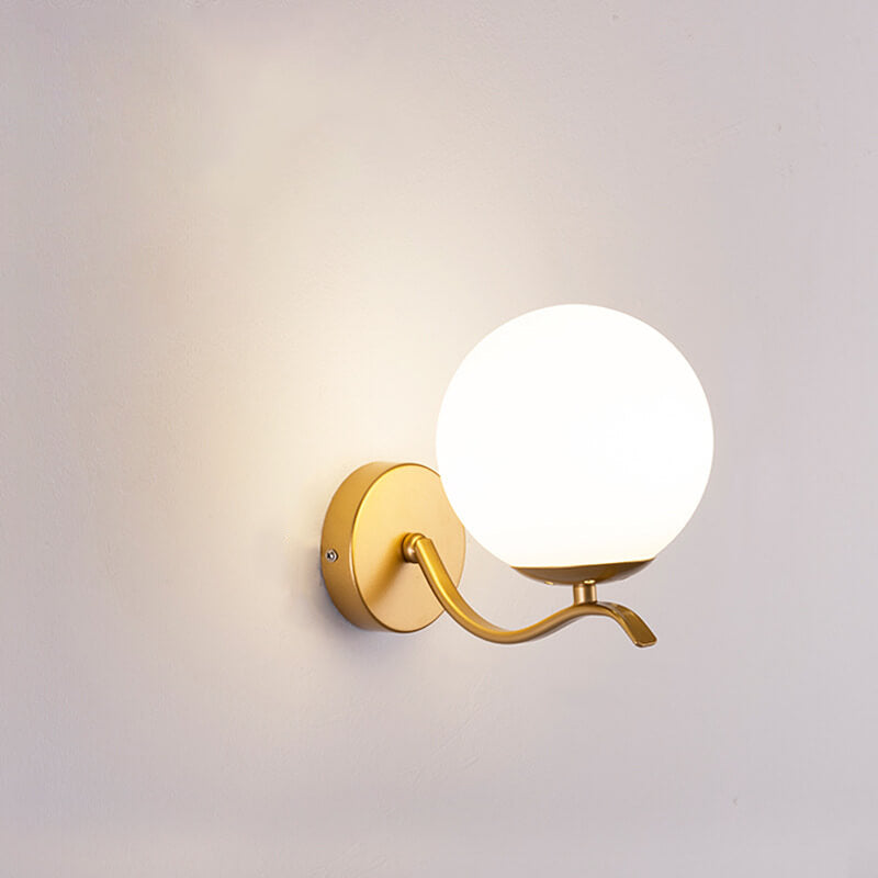Luxus Iron Holder Spherical Glass Shade 1-Light Wall Sconce
