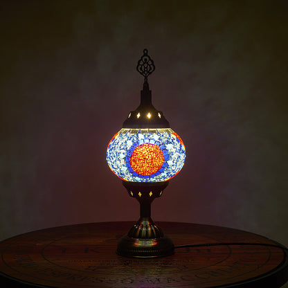 Traditional Tiffany Romantic Oval Iron Enamel 1-Light Table Lamp for Bedroom