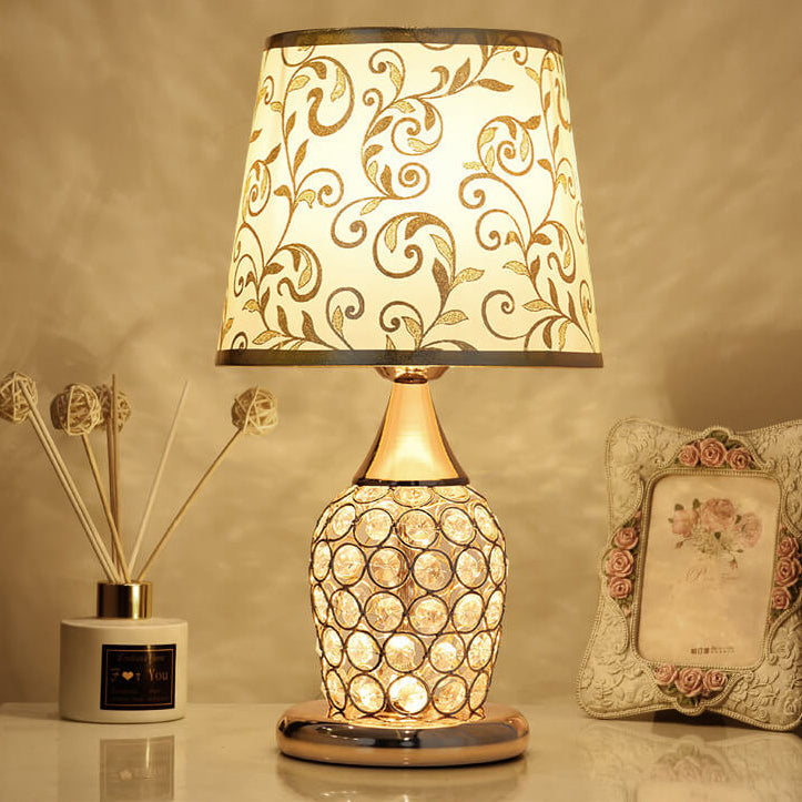 European Crystal Fabric Creative Pattern Design 1-Light Table Lamp