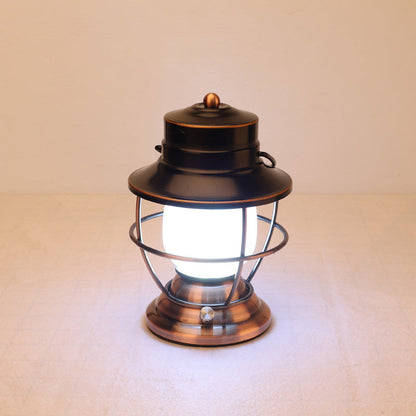 Traditional Farmhouse Waterproof Rechargeable Iron Acrylic Cylinder LED Table Lamp for Living Room