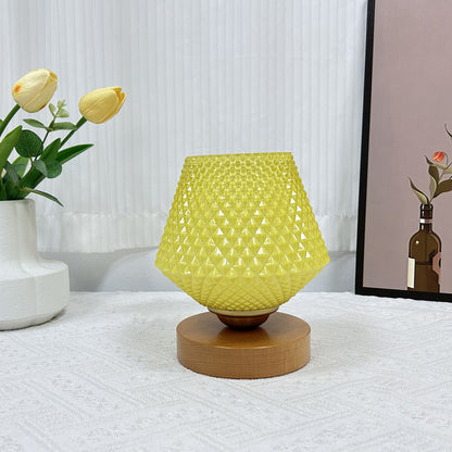 Contemporary Creative Wood Glass Tapered 1-Light Table Lamp