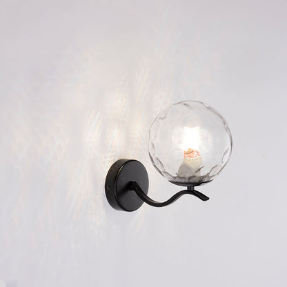 Luxus Iron Holder Spherical Glass Shade 1-Light Wall Sconce