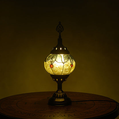 Traditional Tiffany Romantic Oval Iron Enamel 1-Light Table Lamp for Bedroom