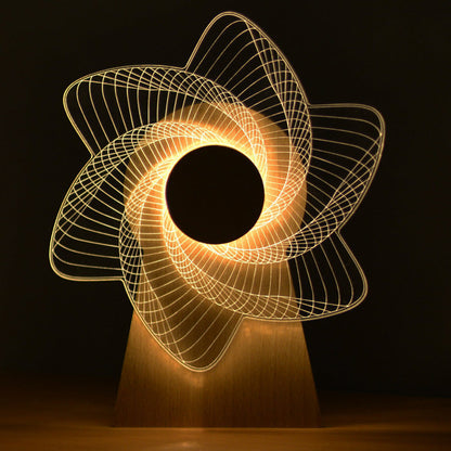 Modern Art Deco Wood Acrylic Observation Wheel USB Rechargeable LED Music Box Table Lamp for Bedroom