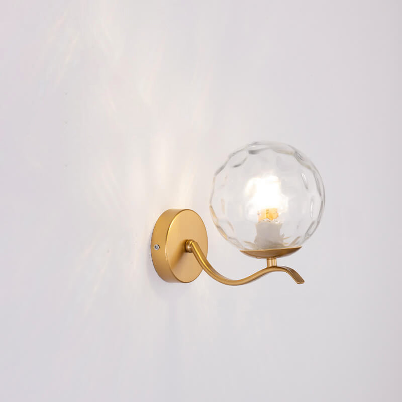 Luxus Iron Holder Spherical Glass Shade 1-Light Wall Sconce