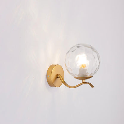 Luxus Iron Holder Spherical Glass Shade 1-Light Wall Sconce