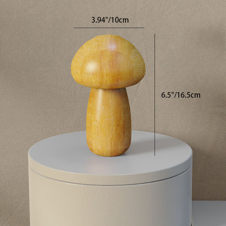 Contemporary Creative Mushroom Rubberwood LED Table Lamp