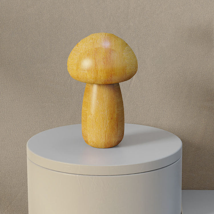 Contemporary Creative Mushroom Rubberwood LED Table Lamp