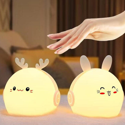 Kreative Cartoon Deer Rabbit Silicone USB LED Night Light Lamp