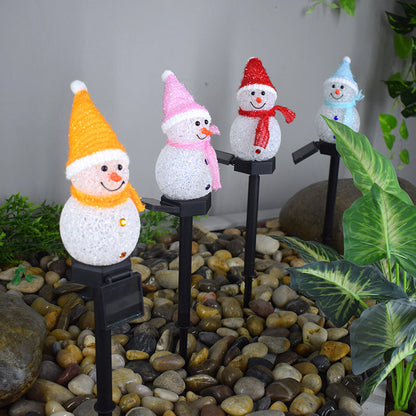 Solar-Powered LED Snowman Light - Christmas Yard Decoration